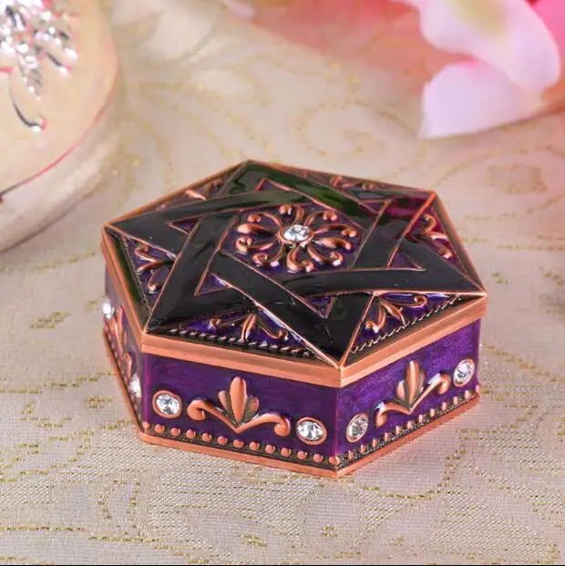 

European metal Jewelry Box Enameled Trinkets Carrying Box cute Vintage Flower Carved Gift Packing Box storage organizer Z109