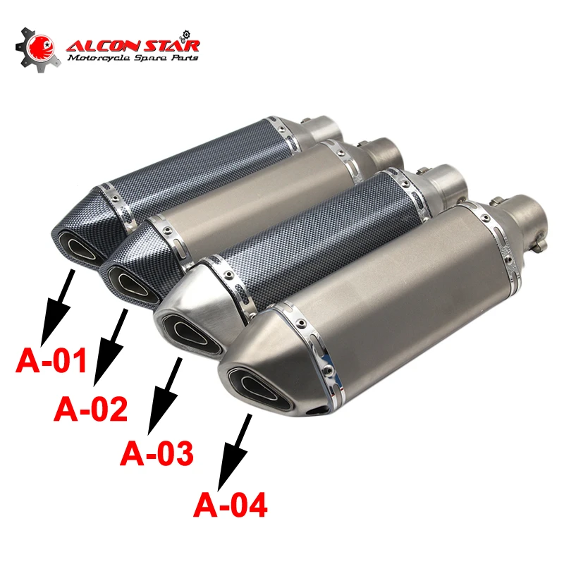 

Alconstar- 51mm Universal Motorcycle AK Yoshimura Exhaust Muffler Pipe Escape Moto CBR125 CB400 TMAX530 GSXR650 Racing