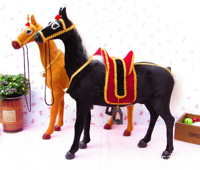 simulation horse with saddle bell ,fur& polyethylene large 50x42cm horse model toy furnishing car accesseries,Christmas gift h2