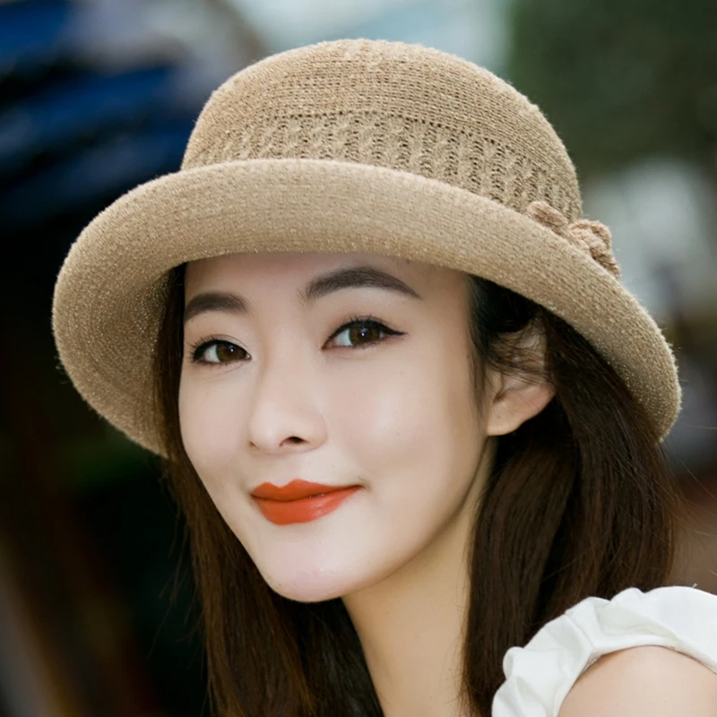 Sun Hat Spring Knitted Fisherman Art Hats Female Autumn Winter Korean Edition Caps Casual Bowknot Straw Sun Production Cap H121