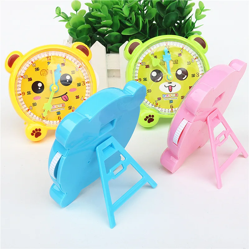 Children's 4-color learning clock Manual clock early education three hands linkage