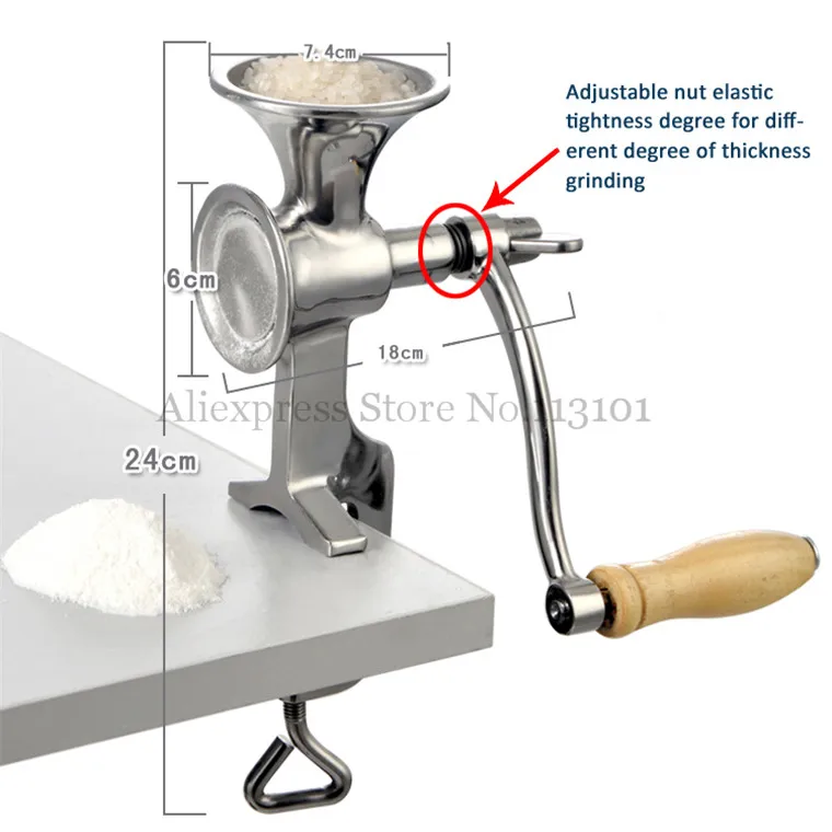 สแตนเลสสตีล Miller คู่มือข้าวโพดเครื่องบดกาแฟ Bean Flour Mill Hand Crank