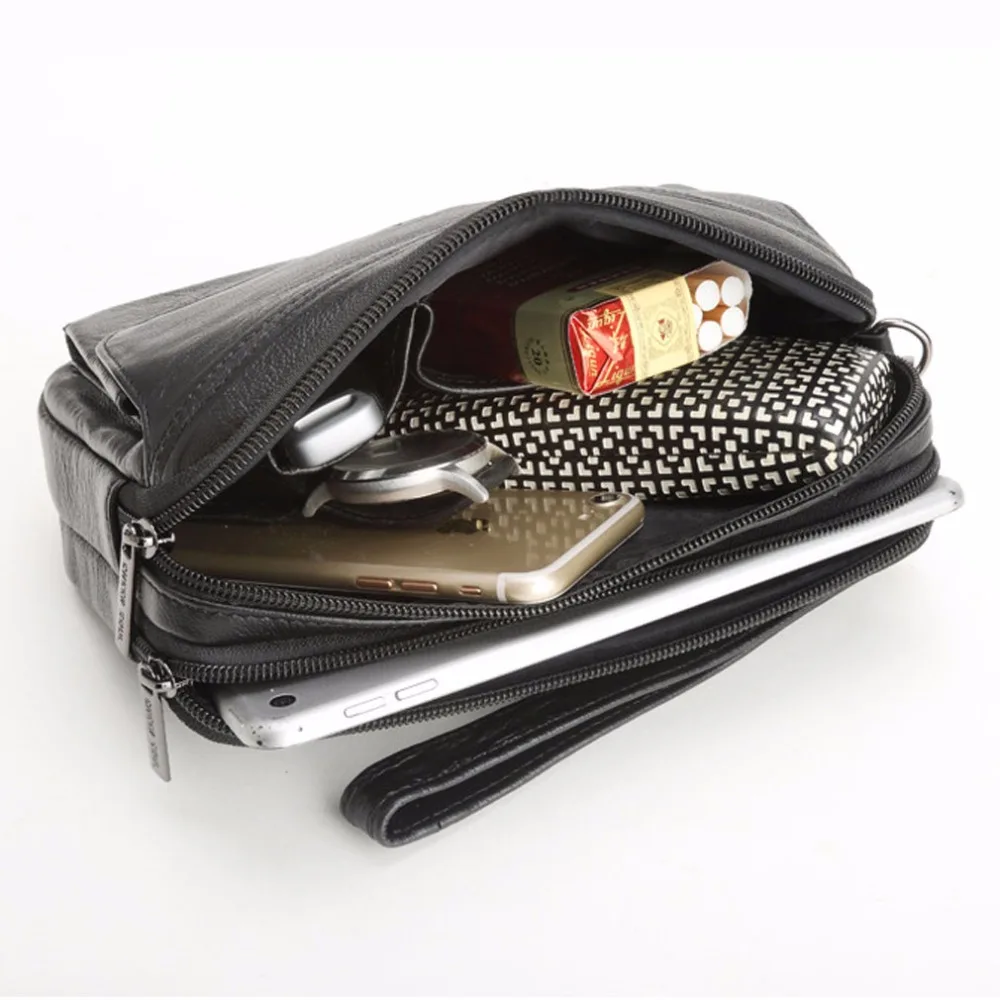 Bolsa de embreagem de couro genuíno para homens, Bolsa de cigarro, couro de vaca de primeira camada, carteira masculina