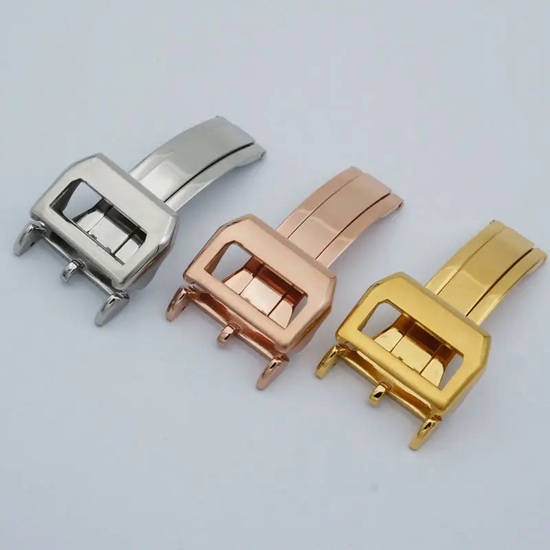 MAIKES High Quality Stainless Steel Folding Clasp 18mm Gold And Rose Gold Watch buckle For IWC Watch Band Strap