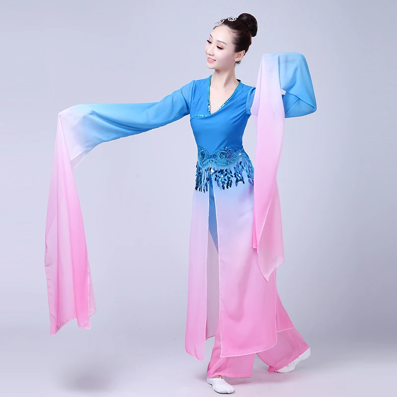 Hanfu-traje de baile clásico de estilo chino, Elegante, moderno, mangas nacionales, para baile antiguo