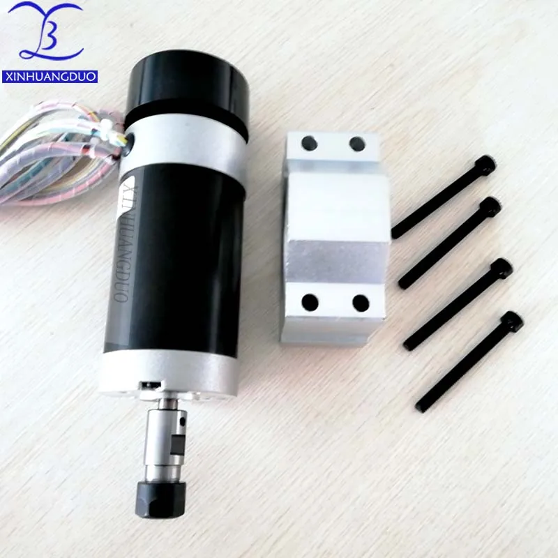 

500W Brushless Spindle ER11 or ER16 DC 0-48V CNC Engraving Milling Air Cooled Motor Carving With Fan + Bracket screw