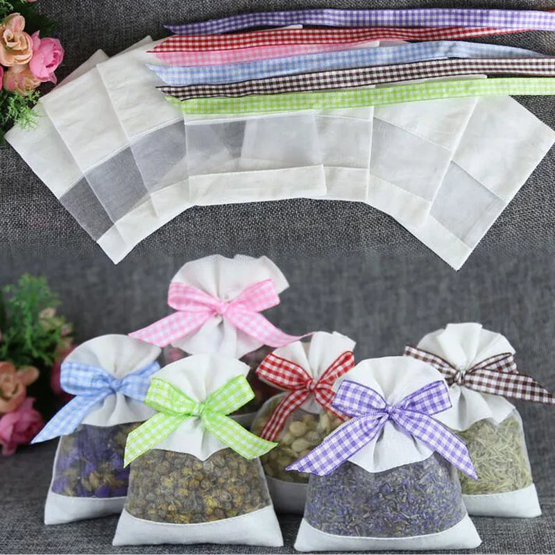 

100pcs/lot Cotton Organza Incense Bag Lavender Sachet Linen Package Bags Jewelry Cosmetic Storage Pouch Package Gift ZA4888