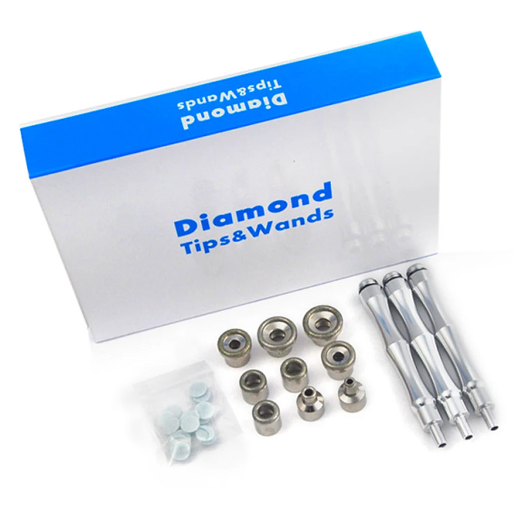 Microdermoabrasión de diamante, Dermoabrasión, removedor de cabeza negra, 9 puntas + 3 varita, rejuvenecimiento de la piel, herramienta de cuidado de exfoliación de diamante Facial Derma