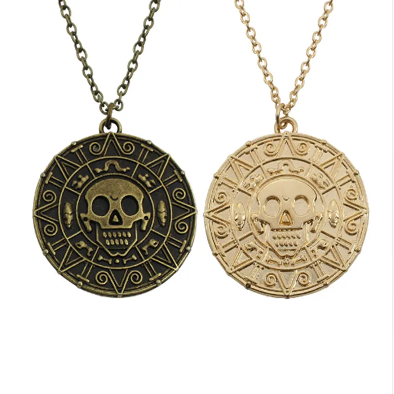 Fashion Jewelry Vintage Charm Aztec Coin Pendant Necklace Keychain Pirates Of The Caribbean Necklace Keyring Key Chain For Fans