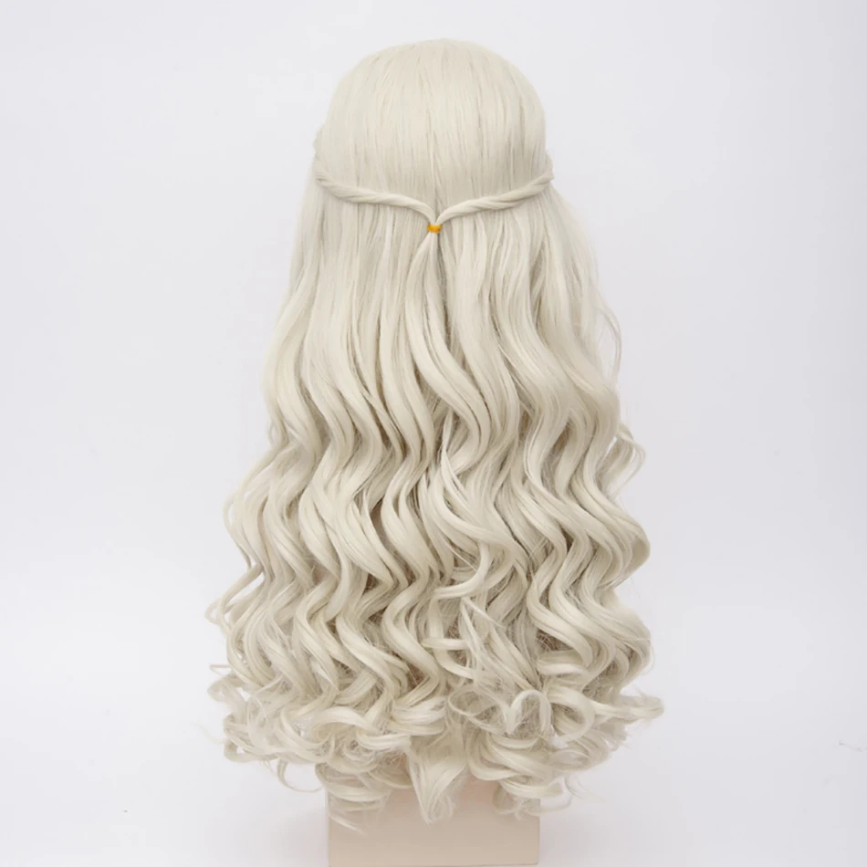 ccutoo Alice in Wonderland White Queen Cosplay Wig Blonde Wavy Long Braid Styled Synthetic Hair Heat Resistance Fiber