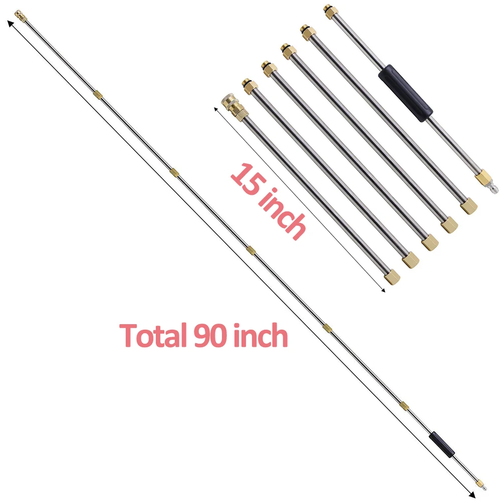 Pressure Washer Wand Extension Set Replacement Lance 90 Inch 1/4 Inch Quick Connect With 5 Spray Nozzle Tips