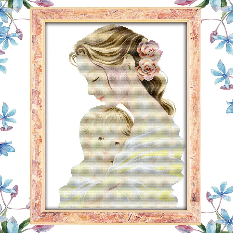 NKF Mother's  tender arms needle craft Chinese cross stitch charts counted stamped cross stitch kits for kids