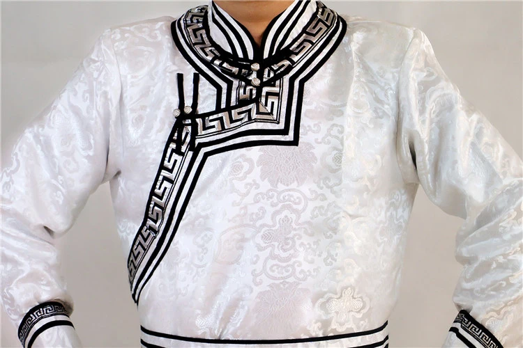 Male Adult Mongolian Wedding Daily Clothing from Genghis Khan's hometown Man Mongolia White Gown Robe Dance Performance Clothes view 4