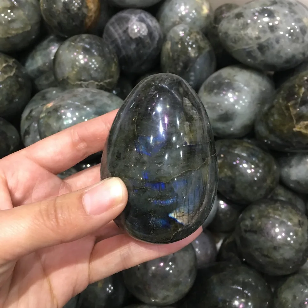 150g Natural Labradorite Crystal egg Rough Polished Rock From Madagascar