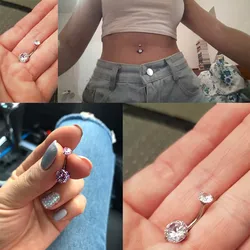 Fashion Hot Sexy Double Zircon Anti Allergy Simple Lounger Titanium Earrings Ear Nail Belly Button Rings Navel Piercing пирсинг