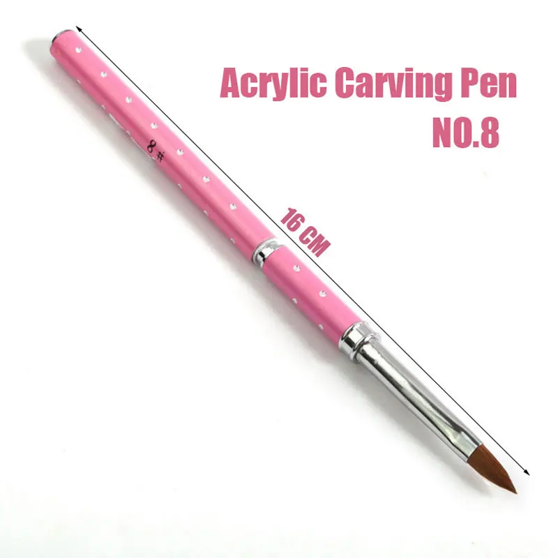 1PCS Nail Art Kolinsky Sable Acrylic Brush Pen UV Gel Polish DIY Painting Drawing Carving Pen Manicure Tools No,2 4 6 8 10