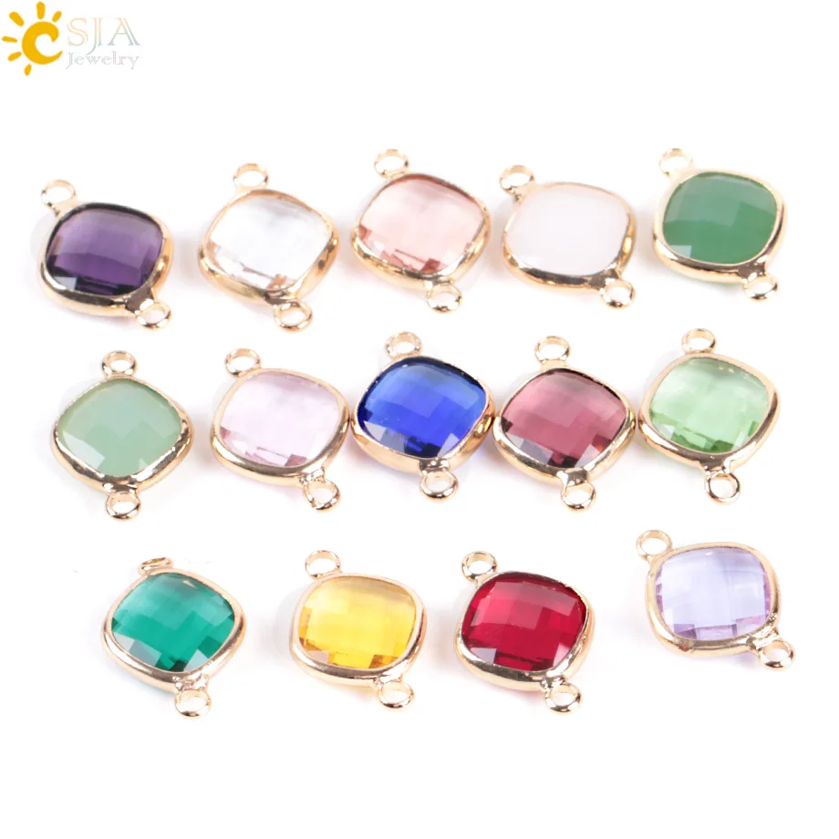 CSJA-Cuentas de cristal de Murano de tamaño pequeño, conector de cuentas sueltas facetadas de doble agujero para pendientes, accesorios de joyería