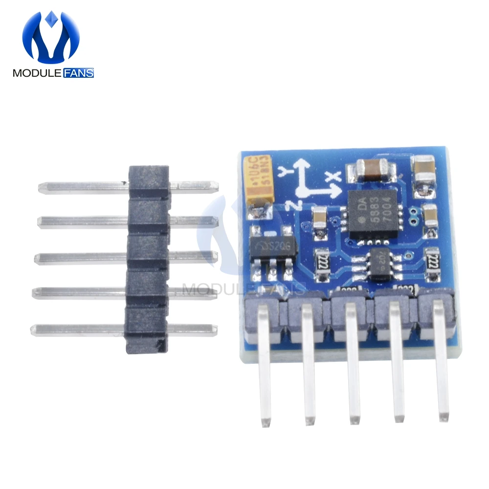 GY-271 HMC5883L Módulo de sensor magnetómetro de brújula de campo magnético de tres ejes y 3 triples para placa Arduino IIC 3V-5V