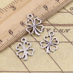 50pcs Charms Lucky Irish Four Leaf Clover 17x14mm Tibetan Bronze Silver Color Pendants Making Findings Handmade Antique Jewelry