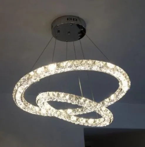 New Luxury Two-tier Modern LED Round 3sides Crystal Pendant Lamp Diamond Ring Light Lighting Bar Bedroom Restaurant