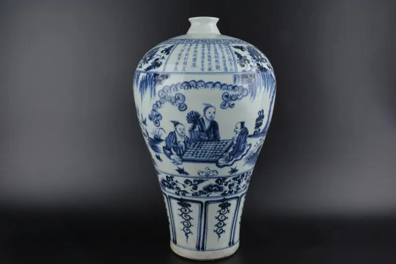 Antique YUANDynasty porcelain vase,White and blue,with mark,Hand-painted crafts,Collection&Adornment