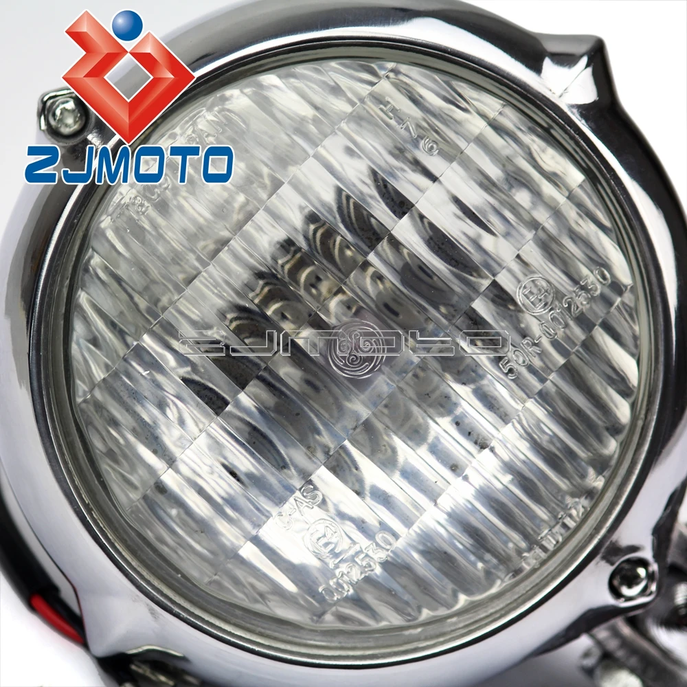 Motorcycle Aluminum Headlamp Amber Light H4 Headlight For Harley Sportster Honda Yamaha Custom XS650 Cafe Racer Bobber Chopper