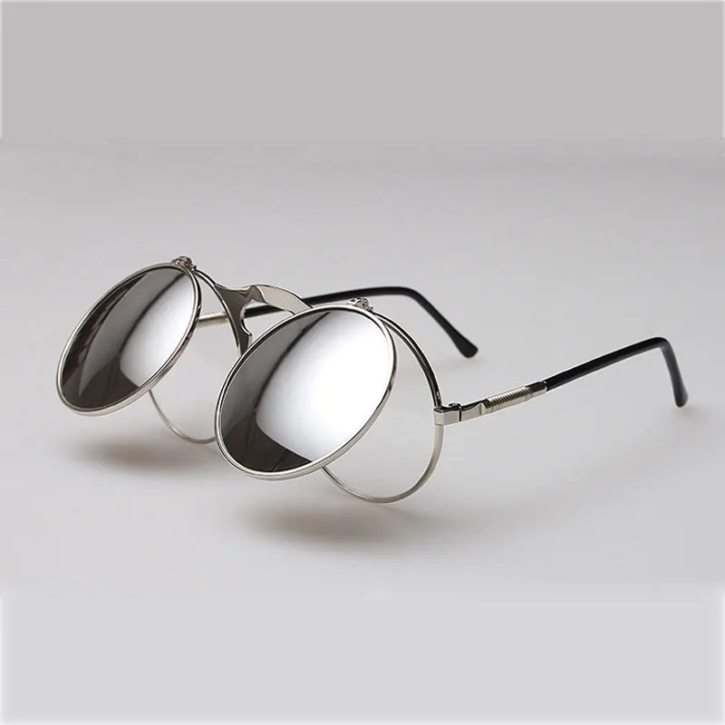 

Steampunk Glasses Retro Round Sunglasses Festival Mirror Lens Metal Alloy Frame for Fashion Hipster