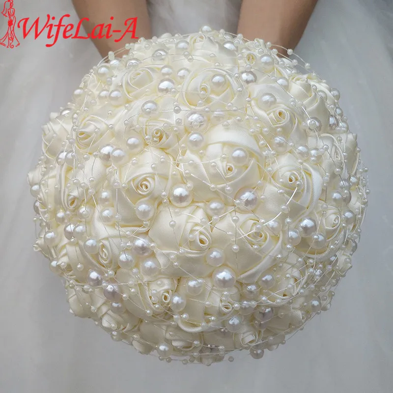 WifeLai-A New Ivory Cream Pearls Brooch Wedding Bouquets  De Noiva Bridal Wedding Bouquets Festival Flowers W3018-17