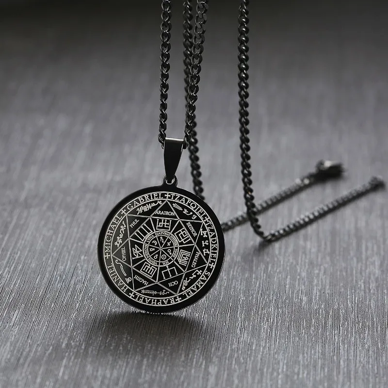 Siete Arcángeles sello talismán joyería de Ángel colgante mágico collar oculto Gabriel Zadkiel Samael Raphael acero inoxidable