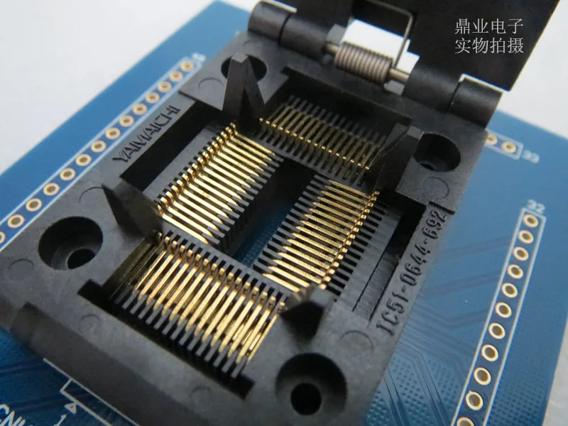 Clamshell IC51-0644-692 QFP64/TQFP64 with PCB 0.8mm YAMAICHI IC Burning seat Adapter testing seat Test Socket test bench