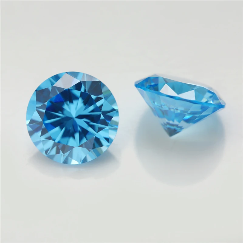AAAAA-Qualität Runde Kubische Zirkonia-Steine Europäisch Maschinell Geschliffene Meerblaue Synthetische Edelsteine 3,25mm-10,0mm für Schmuckherstellung – Detail 2