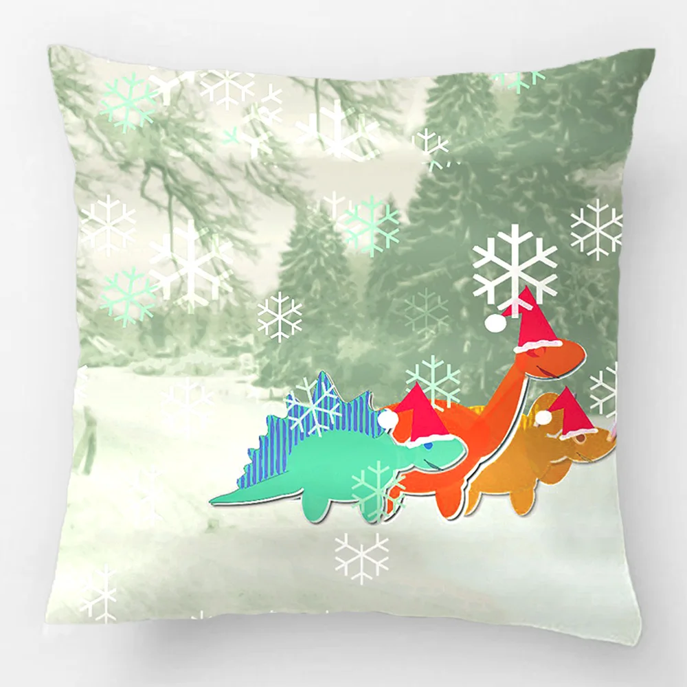 

Cute Cartoon Dinosaurs Merry Christmas Wedding Decorative Cushion Cover Pillow Case Customize Gift For Car Sofa Seat Pillowcase