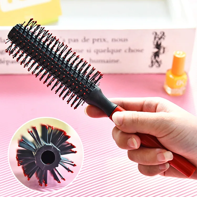 Pro 1pcs Antistatic DIY Curling Comb Hair Massage Salon Hair Care Straight Curved Curl Coat Pear Head Round Hair Brush Female