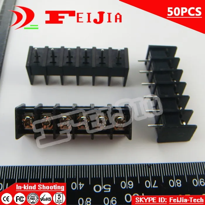 50PCS 25-7.62-6P / 25 7.62mm 6Pin Barrier Terminal Block Pitch 7.62mm Terminal Block Free Shipping