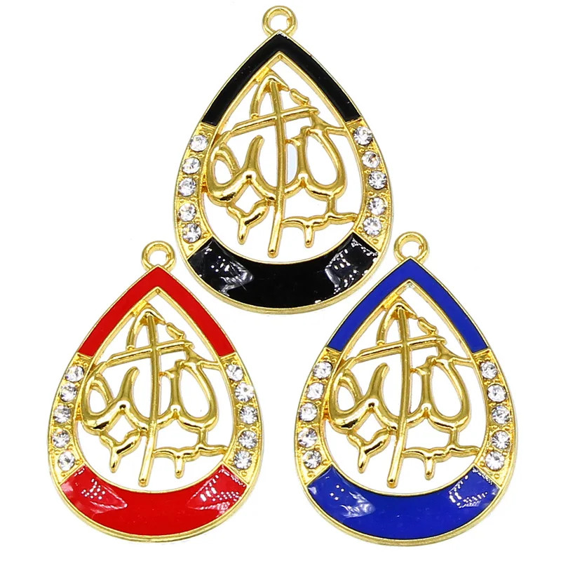 3pcs Arabian Lady Gold  Muslim Islamic God Allah Charm Pendant Necklace Accessories Jewelry Ramadan Gifts