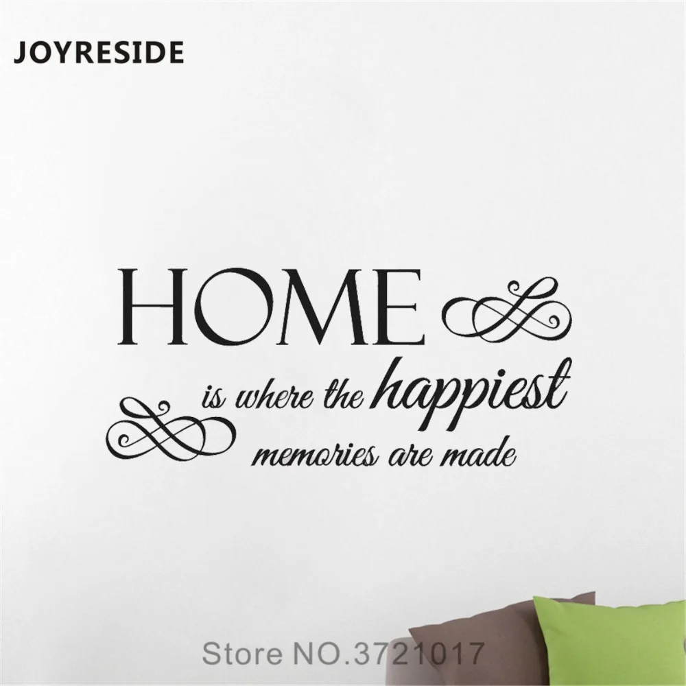 JOYRESIDE Home Is Where Quotes Wall Decals Vinyl Sticker Family Children Living room Playroom Interior Designs Art Mural A1480