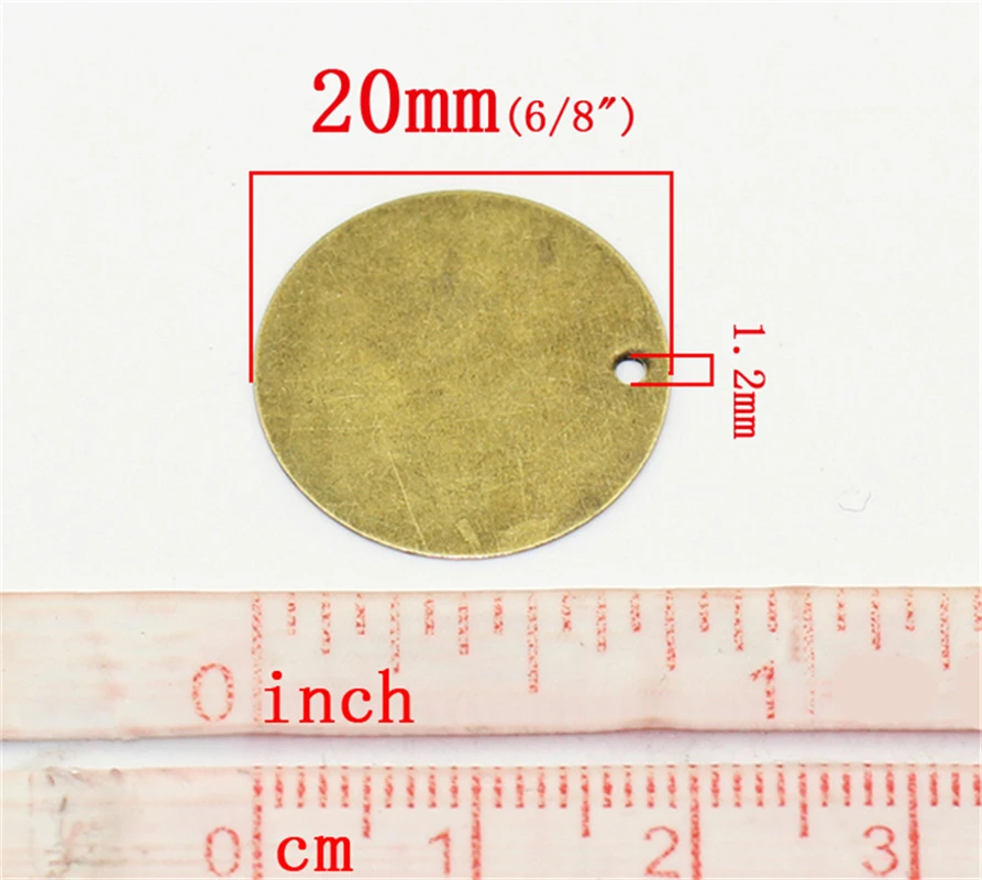 DoreenBeads 200PCs Blank Stamping Tags Pendants Charm Round Antique Bronze Handmade Pendants 20mm Dia,for DIY Jewelry Making