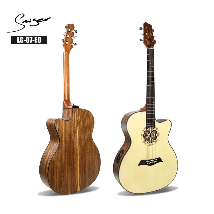 Guitars Electric Acoustic Guitar 40 Inches A-Body Cutaway Folk Pop Custom Pickup Engraving Process Full Walnut Spruce Wood Color