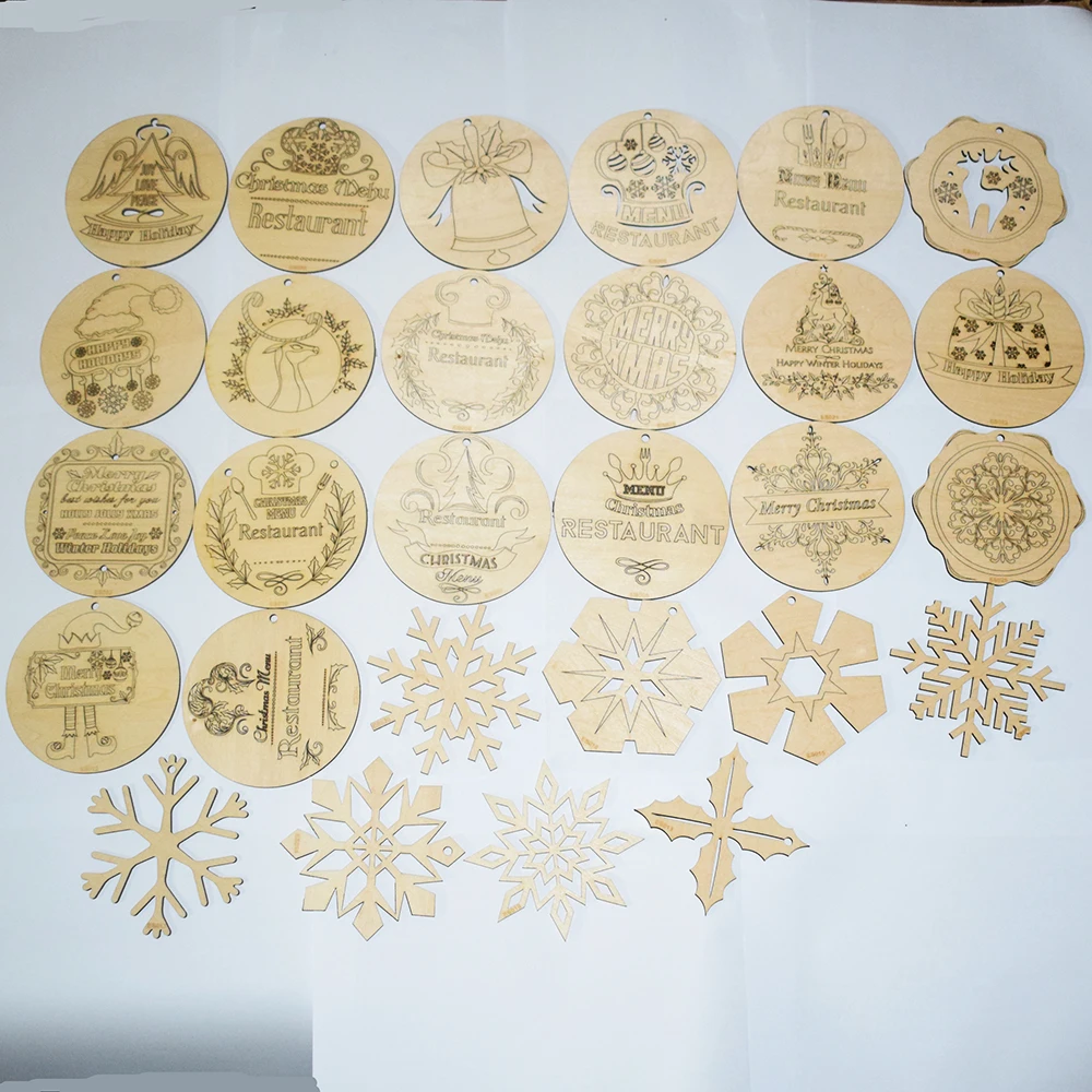 1pcs 3x75mm Wooden puzzles snow Christmas tree pendant decoration/Model/diy Toy Accessories/Coaster Potholder/baby toys/