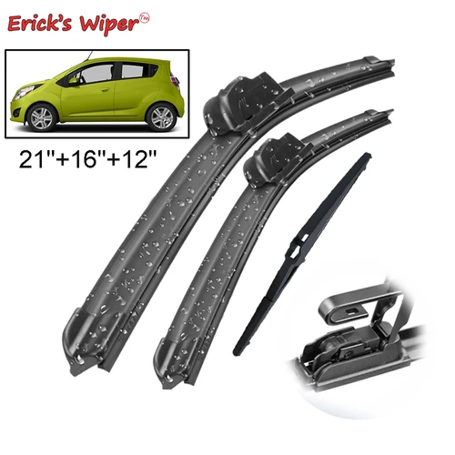 Erick's limpiaparabrisas delantero y trasero juego de escobillas para Chevrolet Spark M300 2009 - 2015 parabrisas ventana 21 ""+ 16"" + 12""