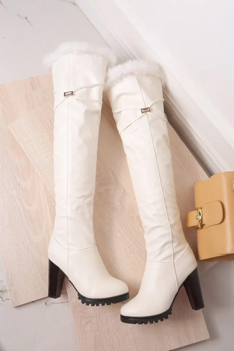 2016 Winter New High Heel Boots Leisure Elegant  Heels Sexy Women Shoes warm snow Boots Round Toe Thin Heel Leather Boots T703-6