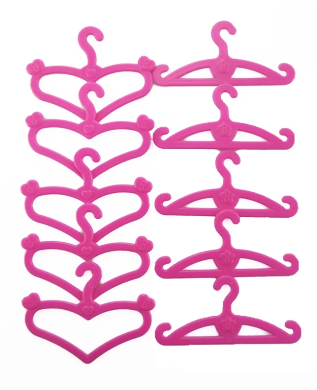 20 Pcs/Lot Cute Doll Accessories Pink Mix Plastic Hangers Doll Clothes Pretend Play House Girl Toys Gift for Barbie Accessories