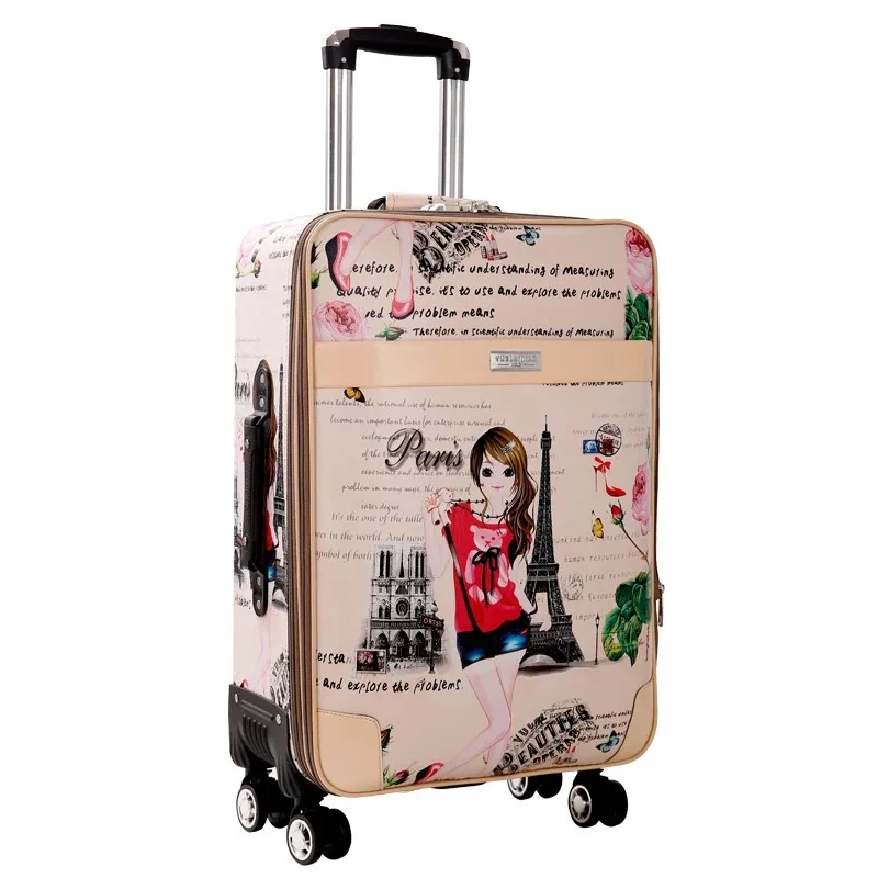 GraspDream 24 carry-on Suitcase with wheels Girl and kids cartoon pictures luggage travel bag trolley bags children's suitcases