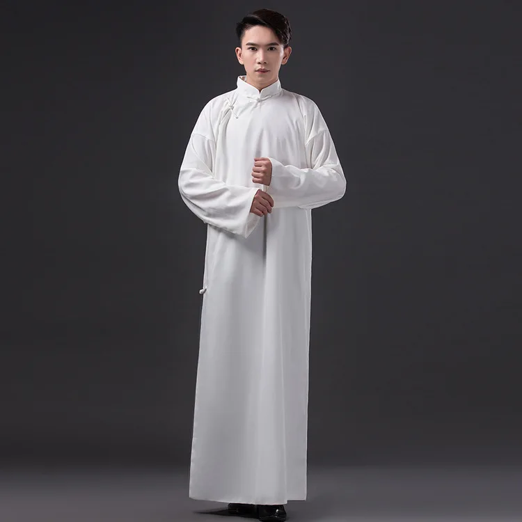 Youth performance costume Republic of China Men's wear student Gown Clothing retro Chinese style Autumn gown mandarin Long Robe