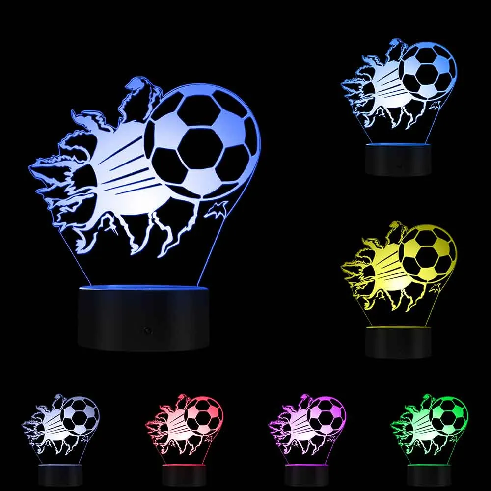 3D Football Night Tafellamp Barsten Voetbal 3D Optische Illusie Led Verlichting Voetbalfans Decoratieve Verlichting Glowing Led Lamp