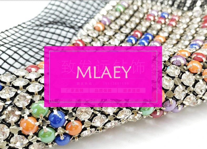 MLAEY 9color 1yards/lot 24 rows clear Crystal rhinestone mesh trimming 5mm chain Silver base lace fabric DIY sewing lace