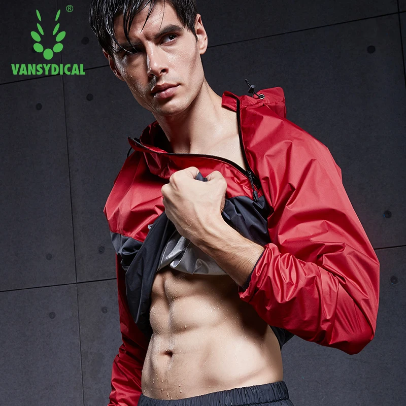 Vansydical 2020 Weight Losing Running Set Sports Suit Running Sweat Pants  Fitness Gym Running Jackets Sportswear Sauna Suits