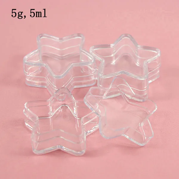 

400 pcs/lot 5g five-pointed star shape cream jar, plastic 5cc cosmetic container, plastic small sample jar