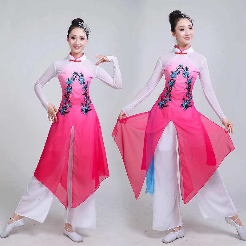 Chinese stijl Hanfu klassieke dans kostuums volwassen vrouwelijke fan dance Yangko dans nationale dans prestaties kleding