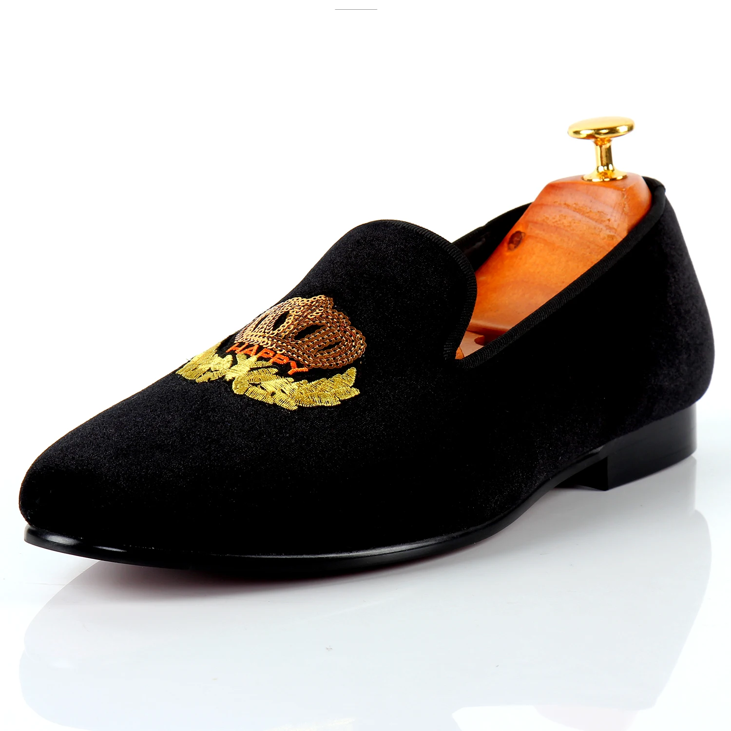 

Harpelunde Loafer Shoes Black Motif Velvet Slippers High Quality Casual Men Shoes Size 7-14